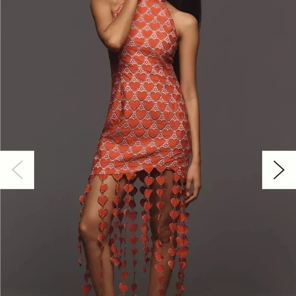 Elliat Elegant Red Heart Dress Anthropologie - Picture 6 of 8